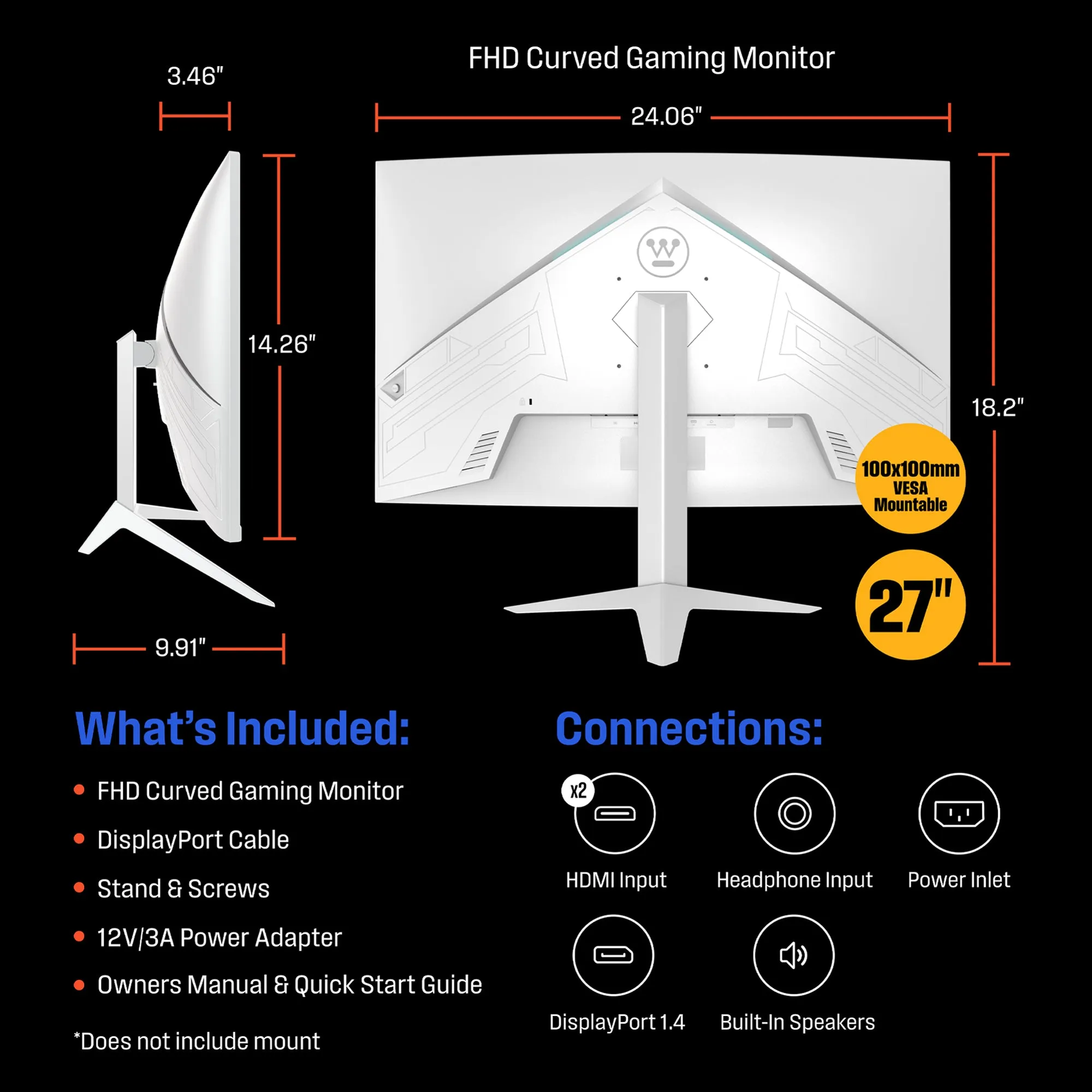 27" Curved FHD Gaming Monitor (White)