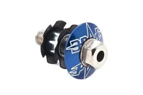 28.6mm BRAVE MACHINE ALLOY A-HEAD CAP & DOUBLE STAR WASHER SET ANODISED BLUE NEW