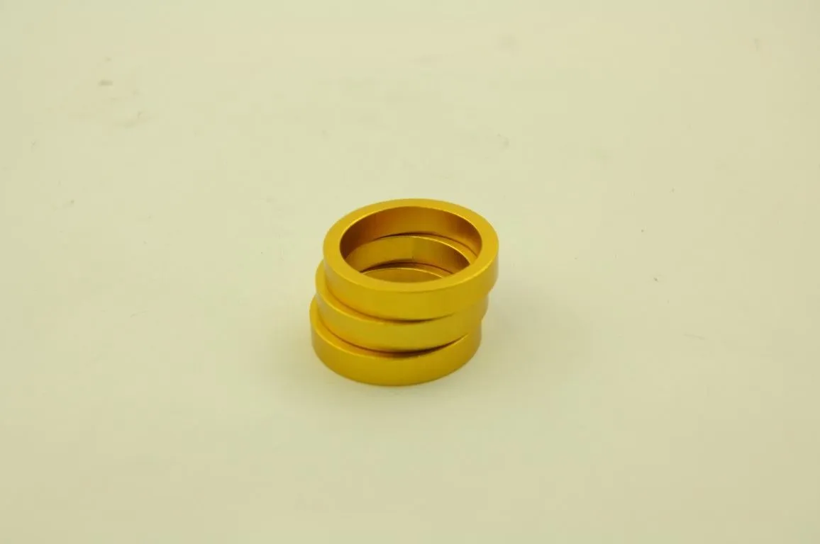 3 PIECE 7mm A-HEAD BIKE FORK ALLOY SPACER KIT VERY SMART ANODISED GOLD COLOUR