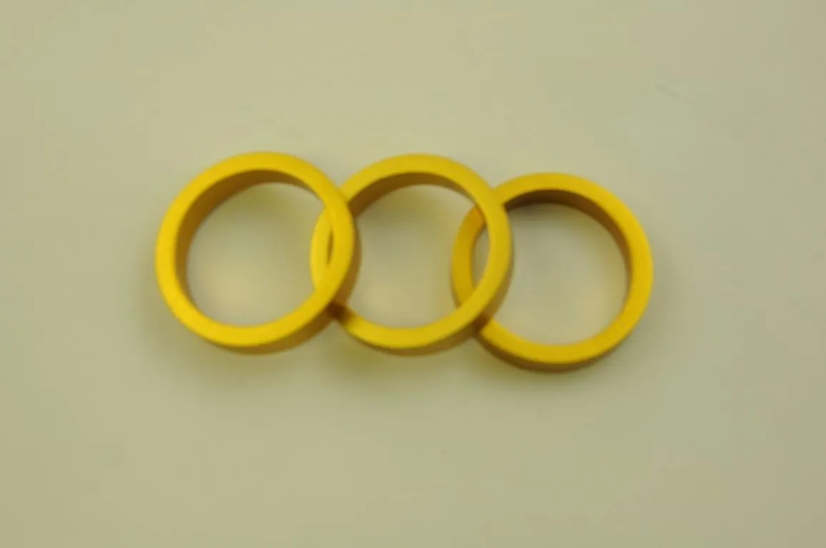 3 PIECE 7mm A-HEAD BIKE FORK ALLOY SPACER KIT VERY SMART ANODISED GOLD COLOUR