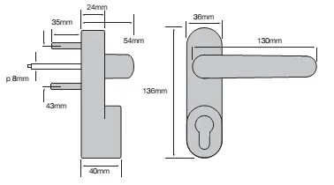 40TCPH3610120. STRAND PH361 Antipanic Outside Access, Silver