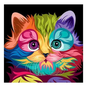 5D DIY Full Drill Diamond Painting Colorful Cat -30x30cm