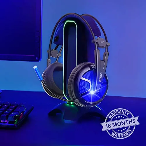 ABKONCORE B581 USB Gaming Headset with 7.1 Surround Sound - PC Headset with Noise-Cancelling Mic, On-Ear Volume & Mute Controls, LED Light - Comfort to Wear Headphone for WFH PC, Laptop