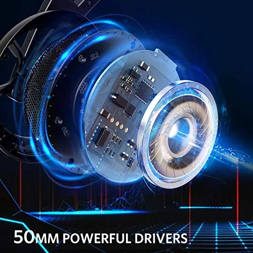 ABKONCORE B581 USB Gaming Headset with 7.1 Surround Sound - PC Headset with Noise-Cancelling Mic, On-Ear Volume & Mute Controls, LED Light - Comfort to Wear Headphone for WFH PC, Laptop