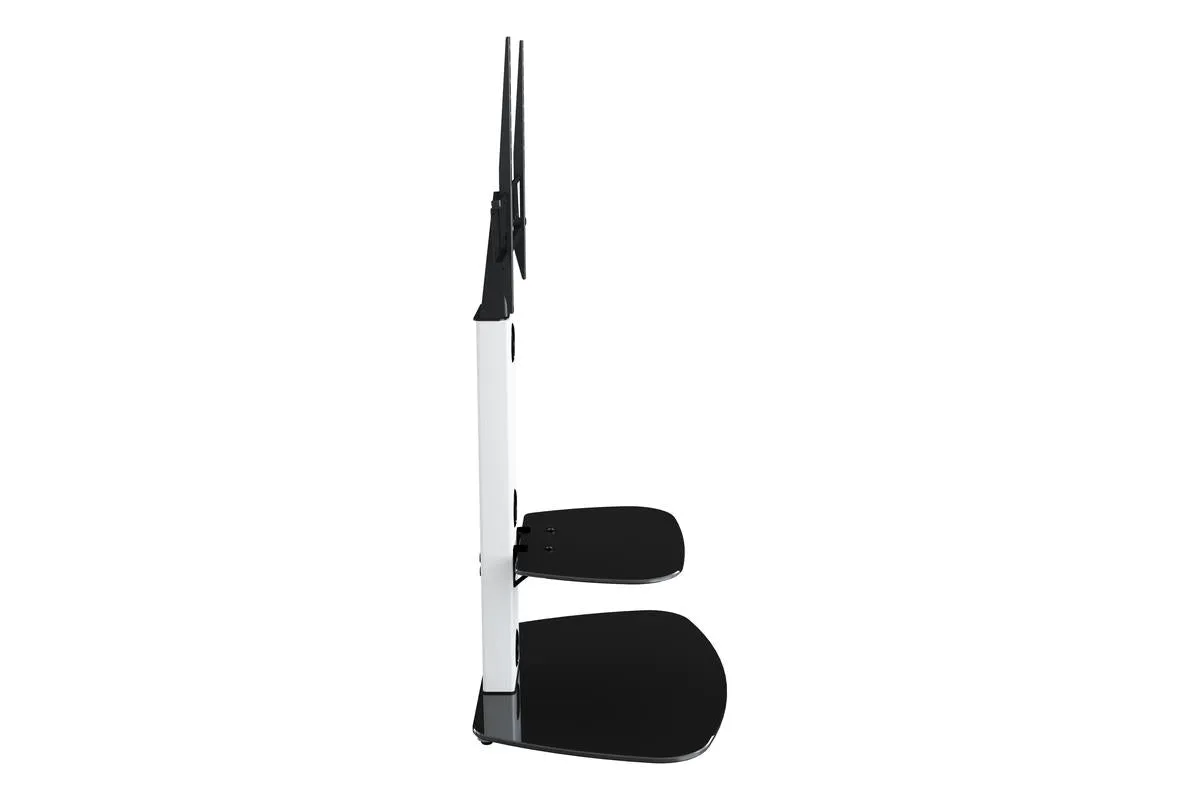 AVF Lucerne 70cm Column TV Stand | Satin White & Black Glass| FSL700LUCSW
