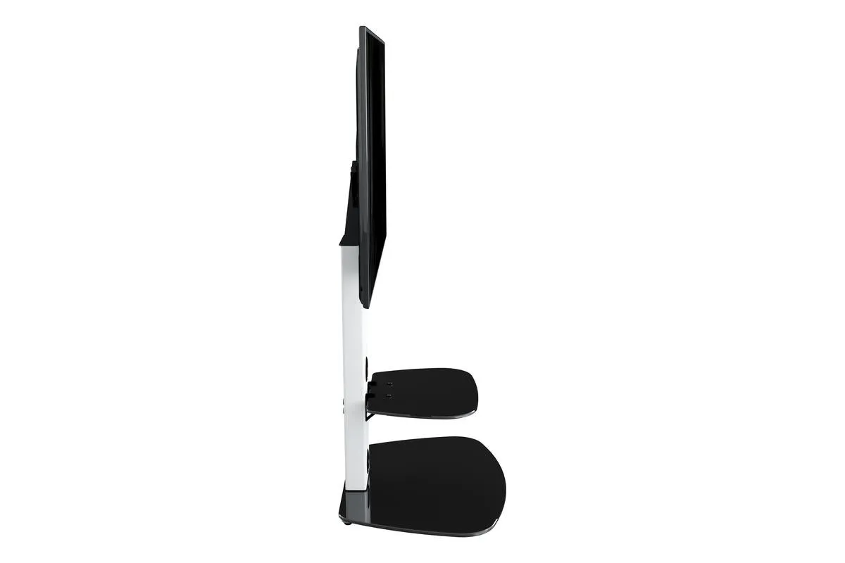 AVF Lucerne 70cm Column TV Stand | Satin White & Black Glass| FSL700LUCSW