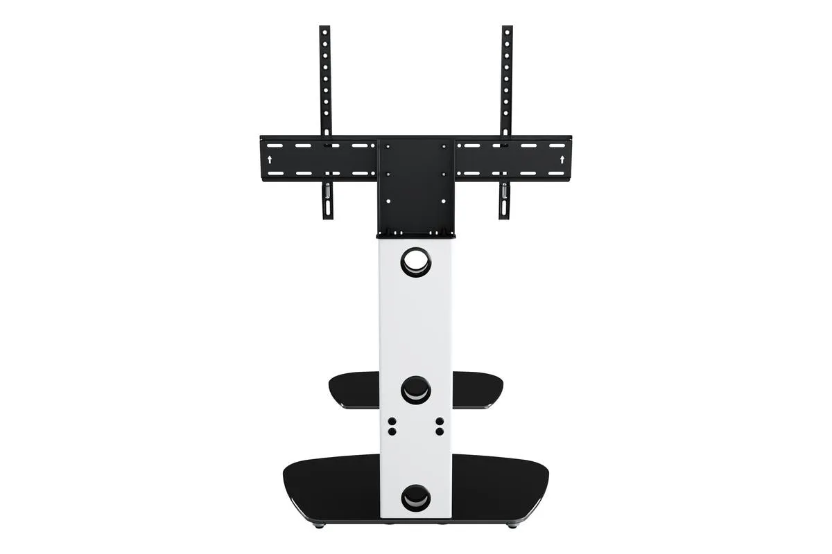 AVF Lucerne 70cm Column TV Stand | Satin White & Black Glass| FSL700LUCSW