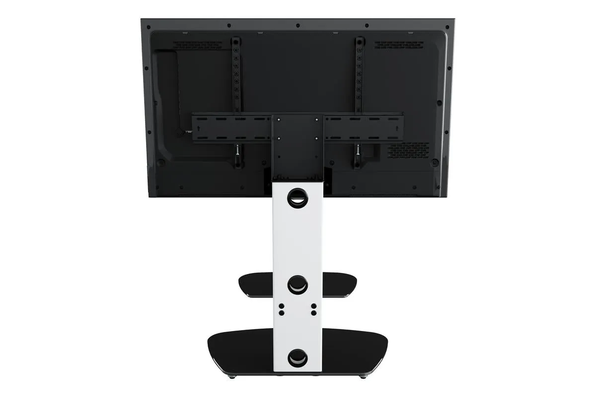 AVF Lucerne 70cm Column TV Stand | Satin White & Black Glass| FSL700LUCSW