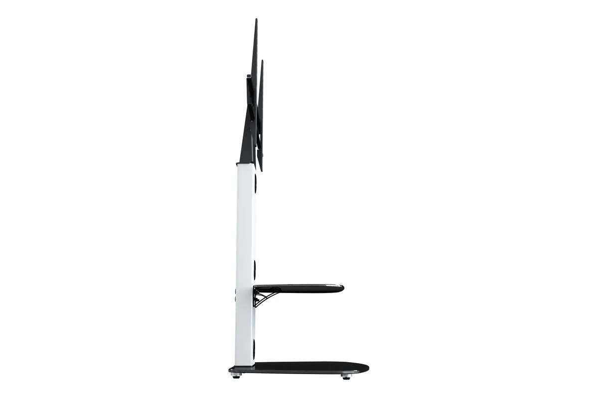 AVF Lucerne 70cm Column TV Stand | Satin White & Black Glass| FSL700LUCSW