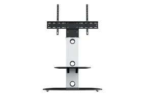 AVF Lucerne 70cm Column TV Stand | Satin White & Black Glass| FSL700LUCSW