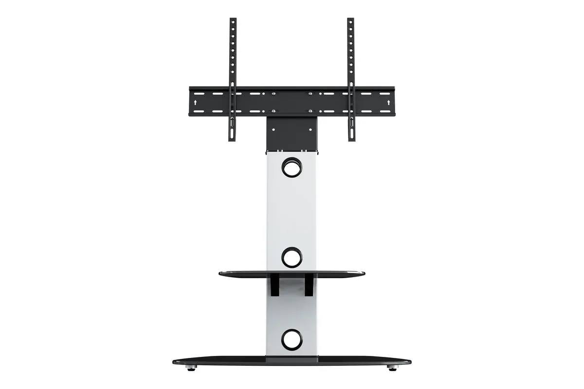 AVF Lucerne 70cm Column TV Stand | Satin White & Black Glass| FSL700LUCSW