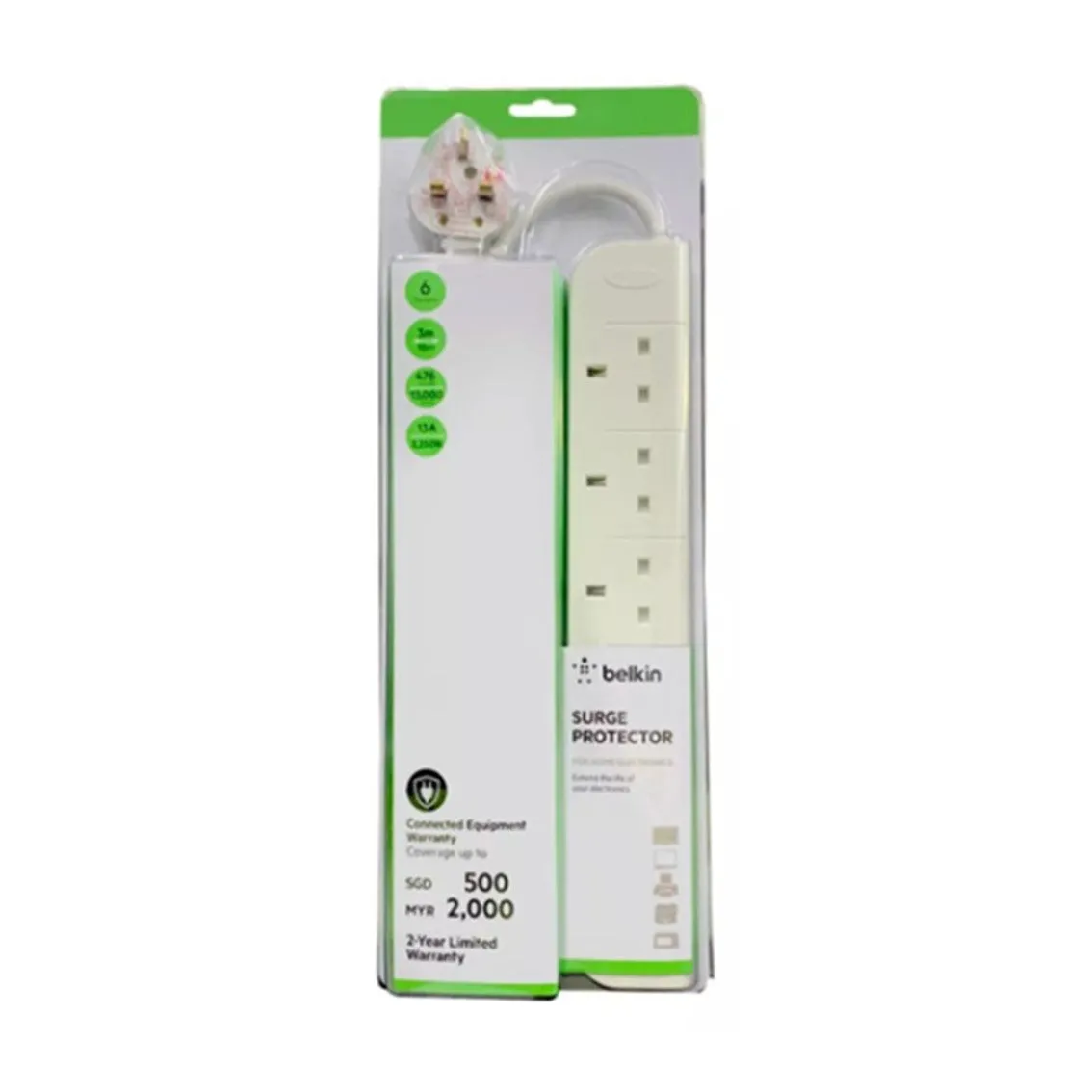 Belkin 6-Way 3m F9E600SA3M Economy Series 6-Socket Surge Protector
