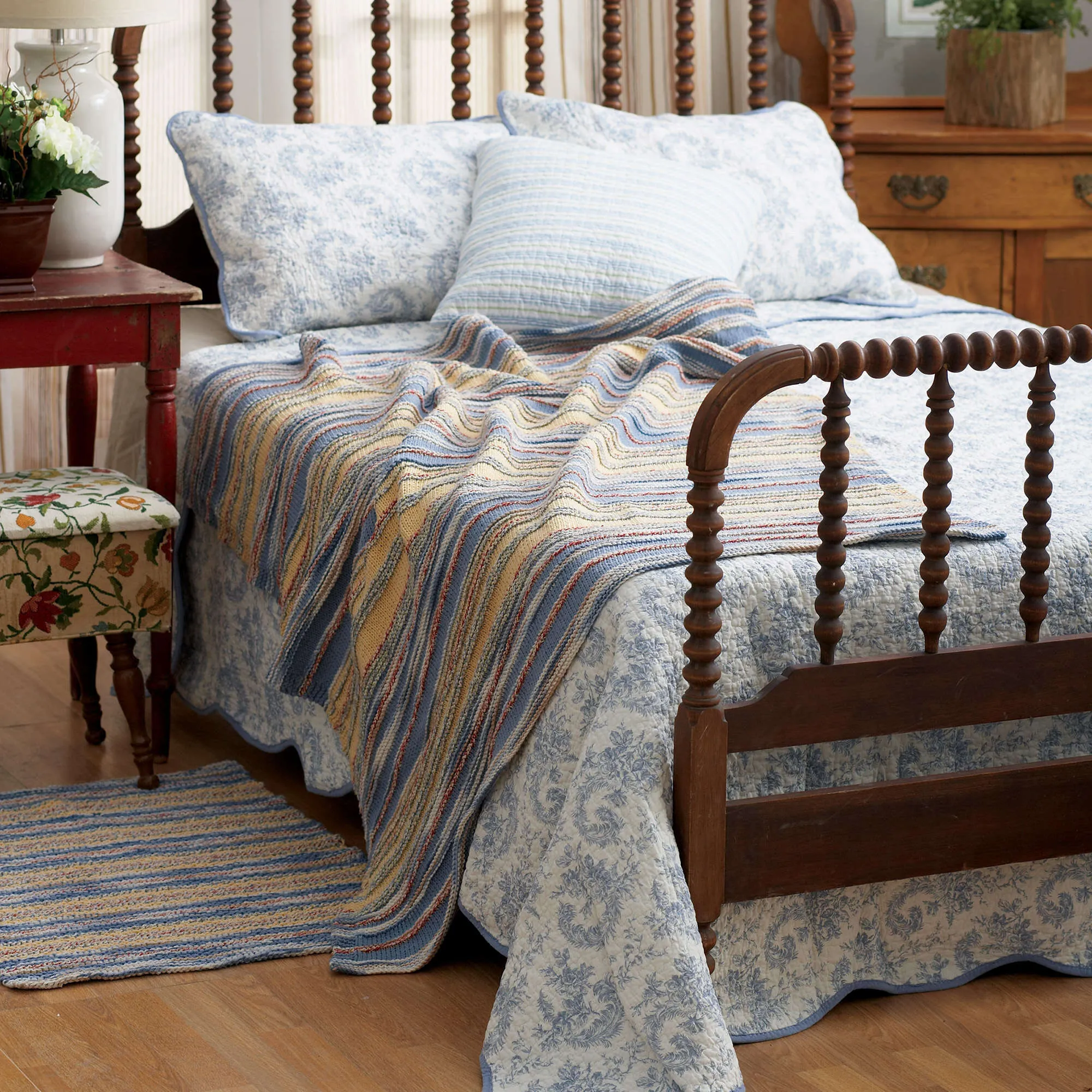 Bernat Knit Striped Throw And Rug