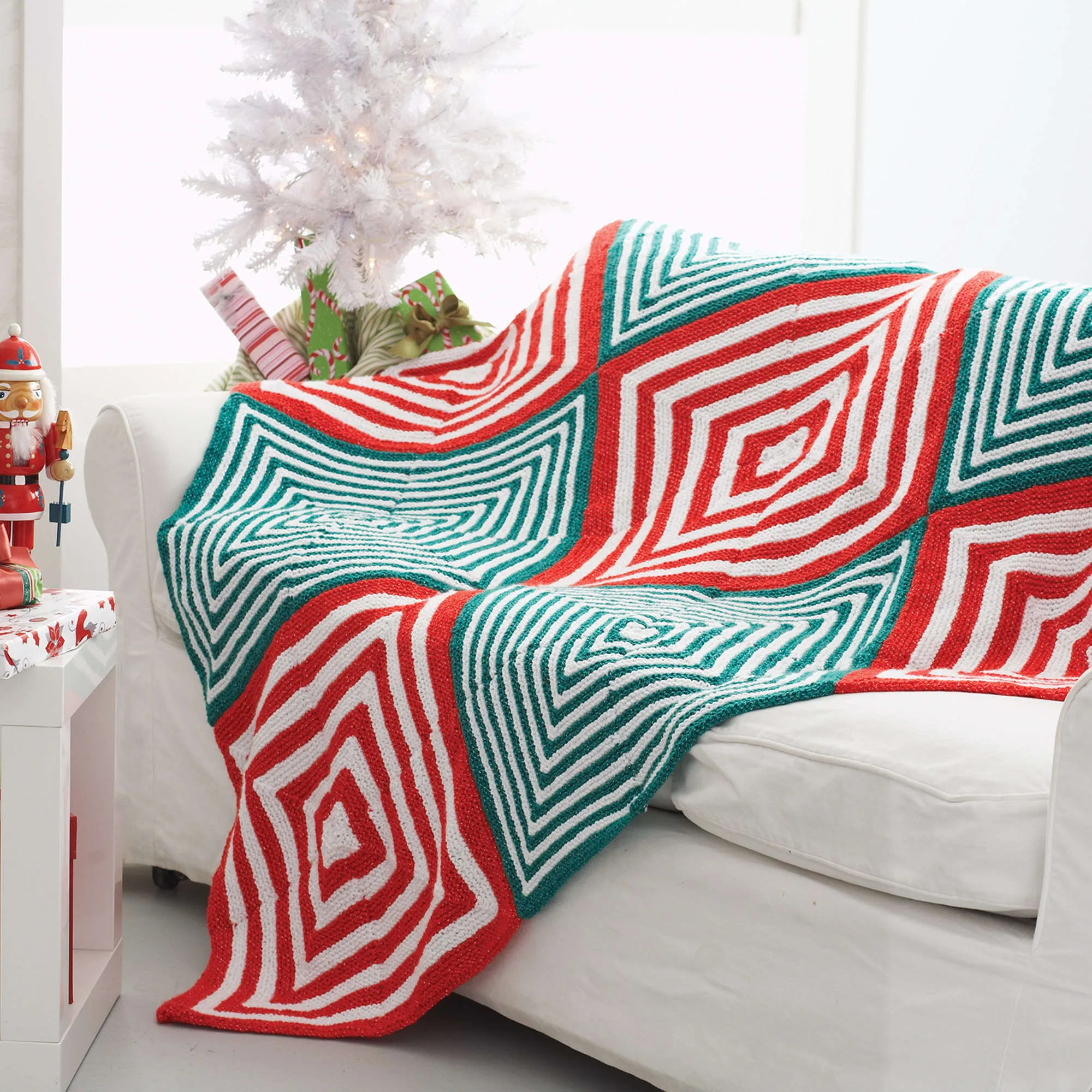 Bernat Mitered Christmas Knit Blanket