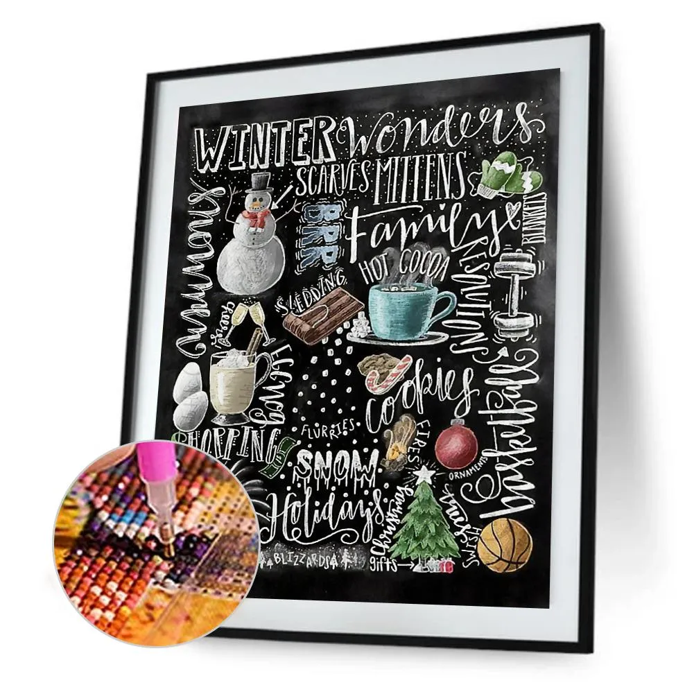 Blackboard - 5D DIY Round Drill Diamond Painting (Canvas 30x40cm/11.81x15.71in )