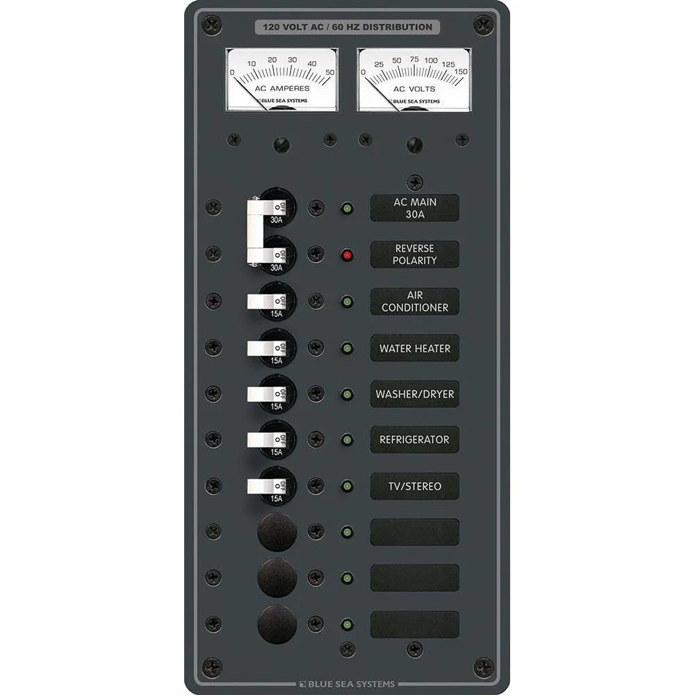 Blue Sea 8074 AC Main  8 Positions Toggle Circuit Breaker Panel - White Switches [8074]