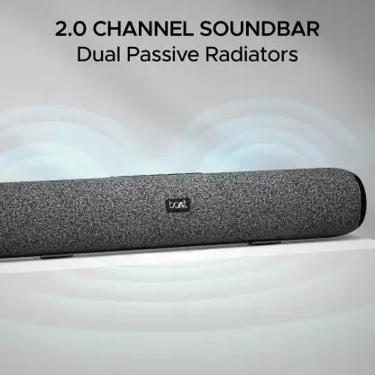 boAt Aavante Bar 590 | 25W RMS Stereo Sound Bluetooth Soundbar, Up to 6 HRS Long Playback, 2.0 Channel, Dual Passive Radiators, BT, AUX, and TF Card