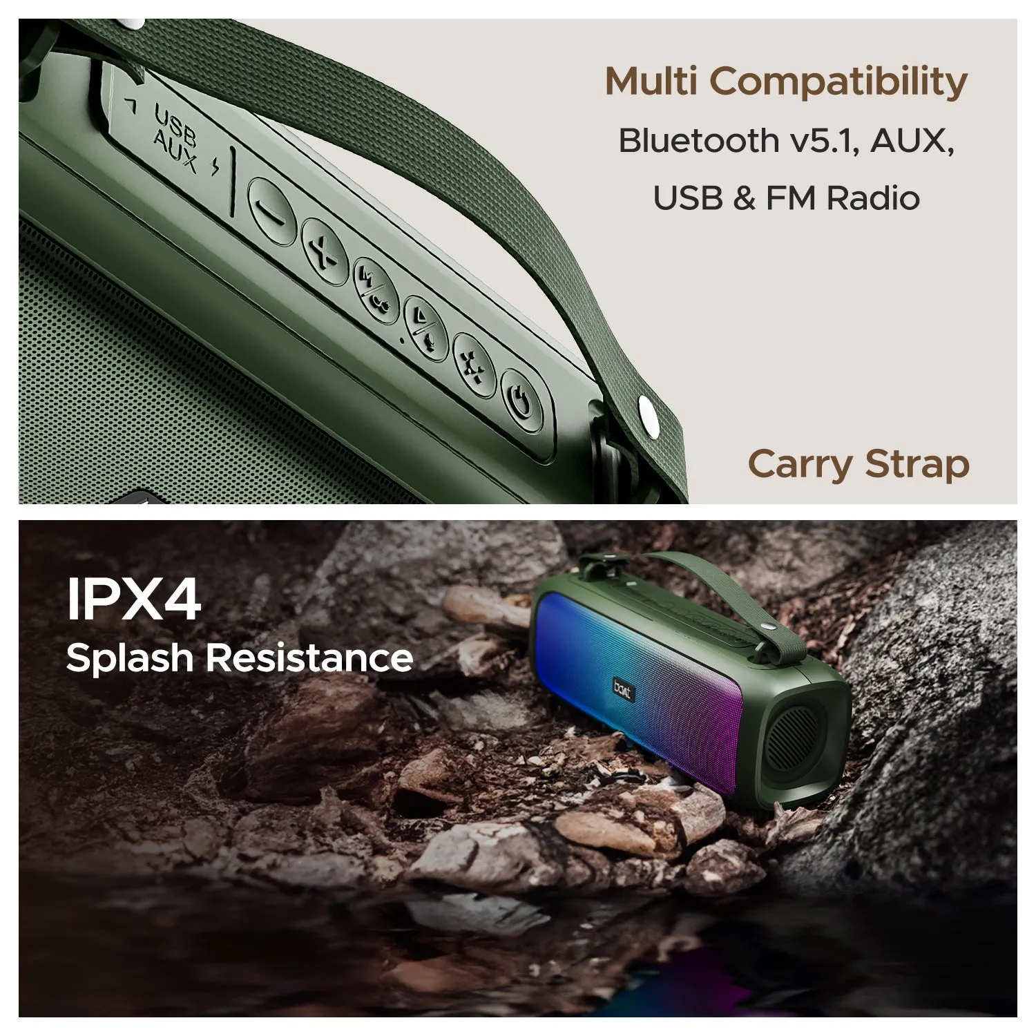 boAt Stone 580 | Portable Bluetooth Speaker with 12W RMS Stereo Sound, Bluetooth v5.1, AUX, and USB