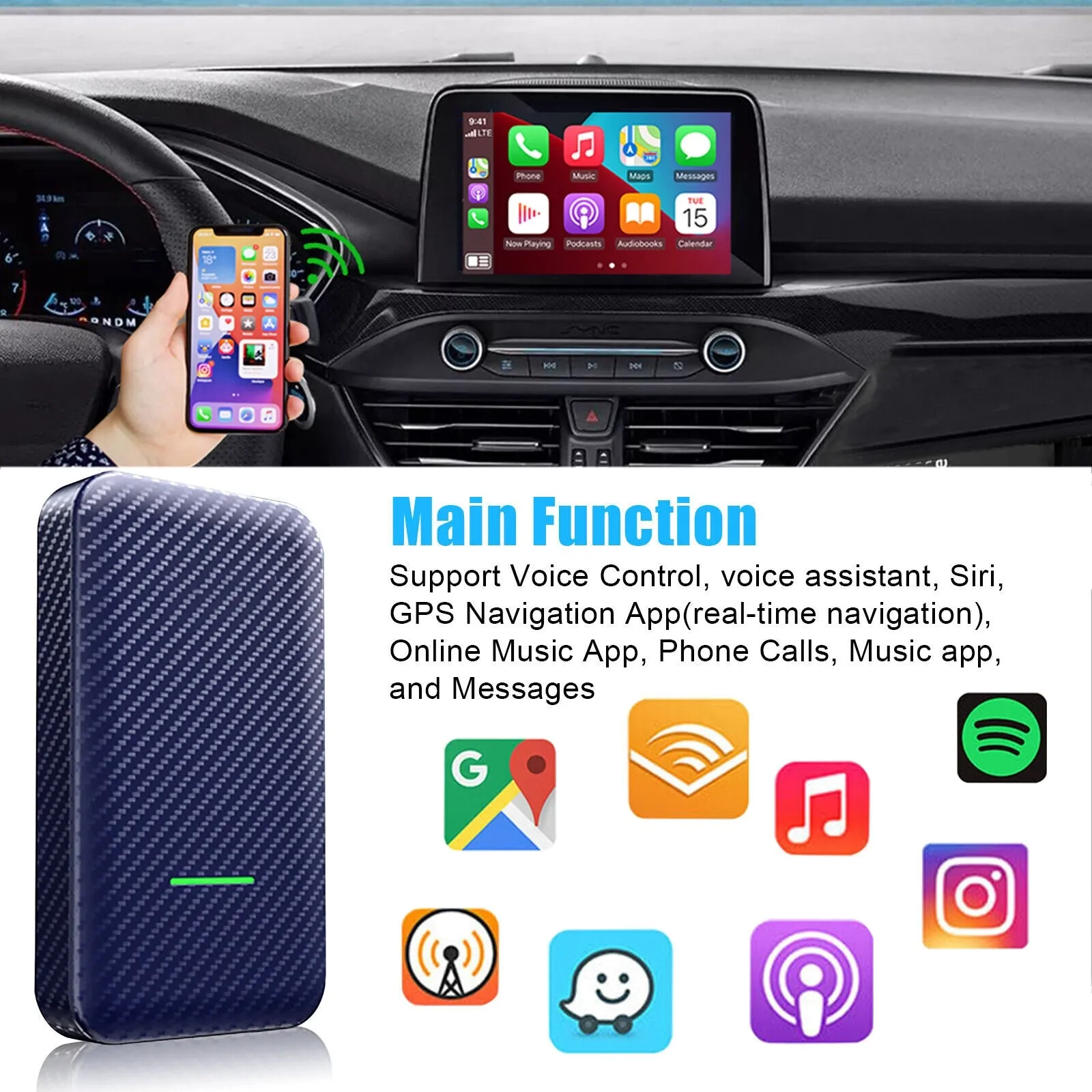 Carlinkit 4.0 Car Adapter Compatible for Carplay to Wireless