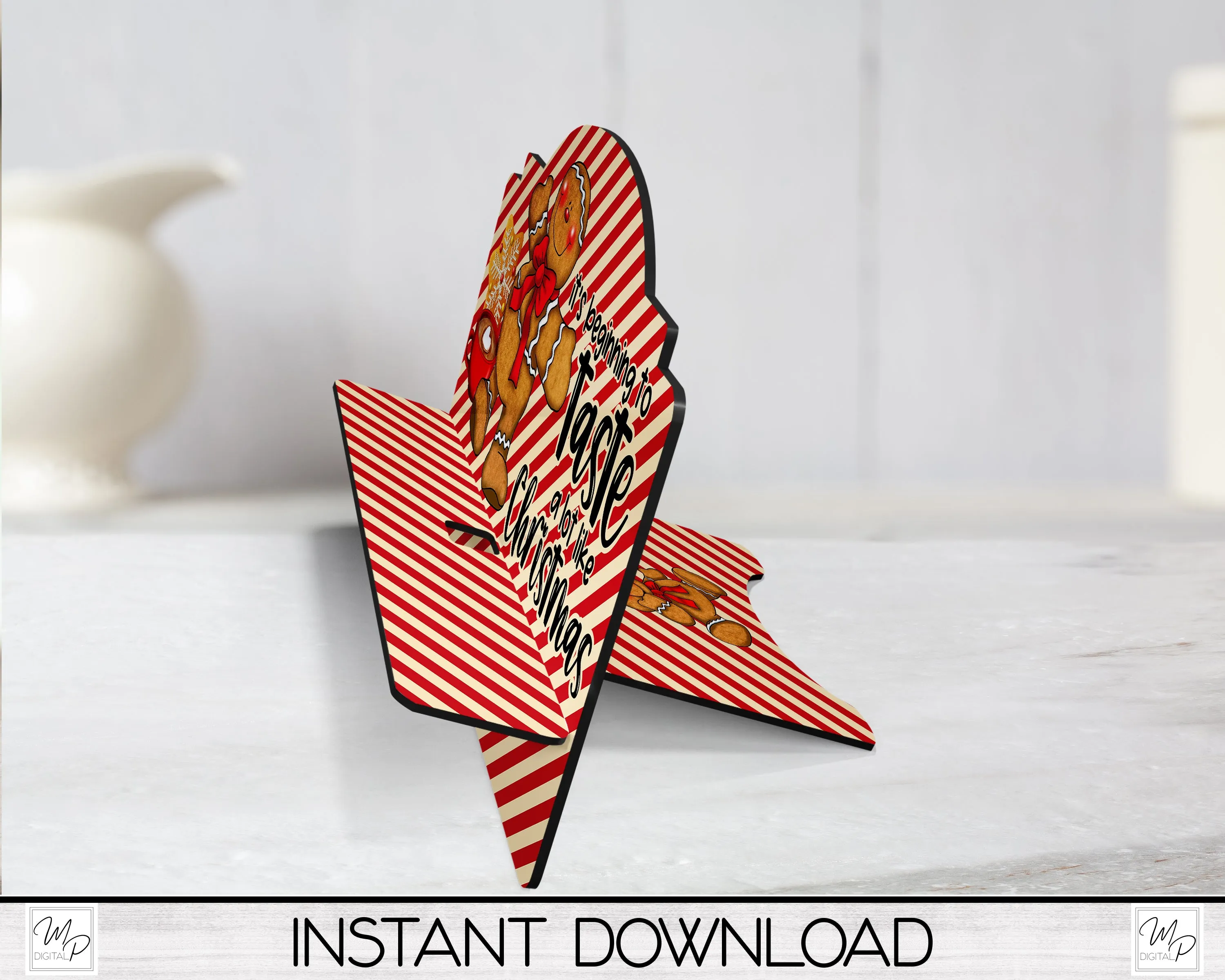 Christmas Gingerbread Cookbook / Tablet Stand PNG for Sublimation Design, Digital Download