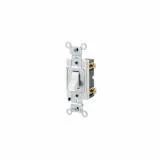 CSB1-15W Leviton 15 Amp, 120/277 Volt, Toggle Single-Pole AC Quiet Switch, Commercial Spec Grade, Grounding, Back & Side Wired - White
