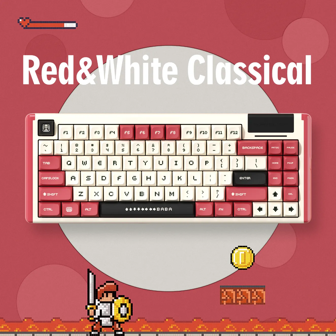 D84 Red&White Wireless Keyboard