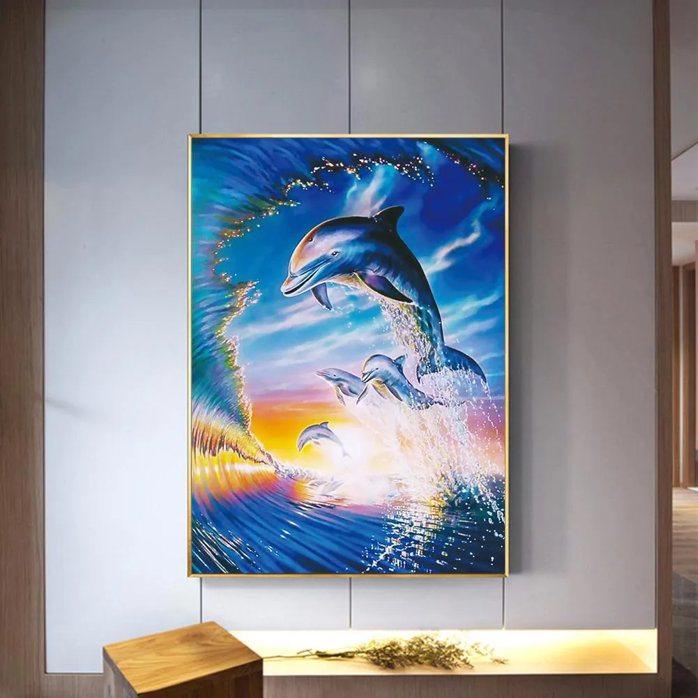 Dolphin - 5D DIY Round Drill Diamond Painting (Canvas 30x40cm/11.81x15.71in )