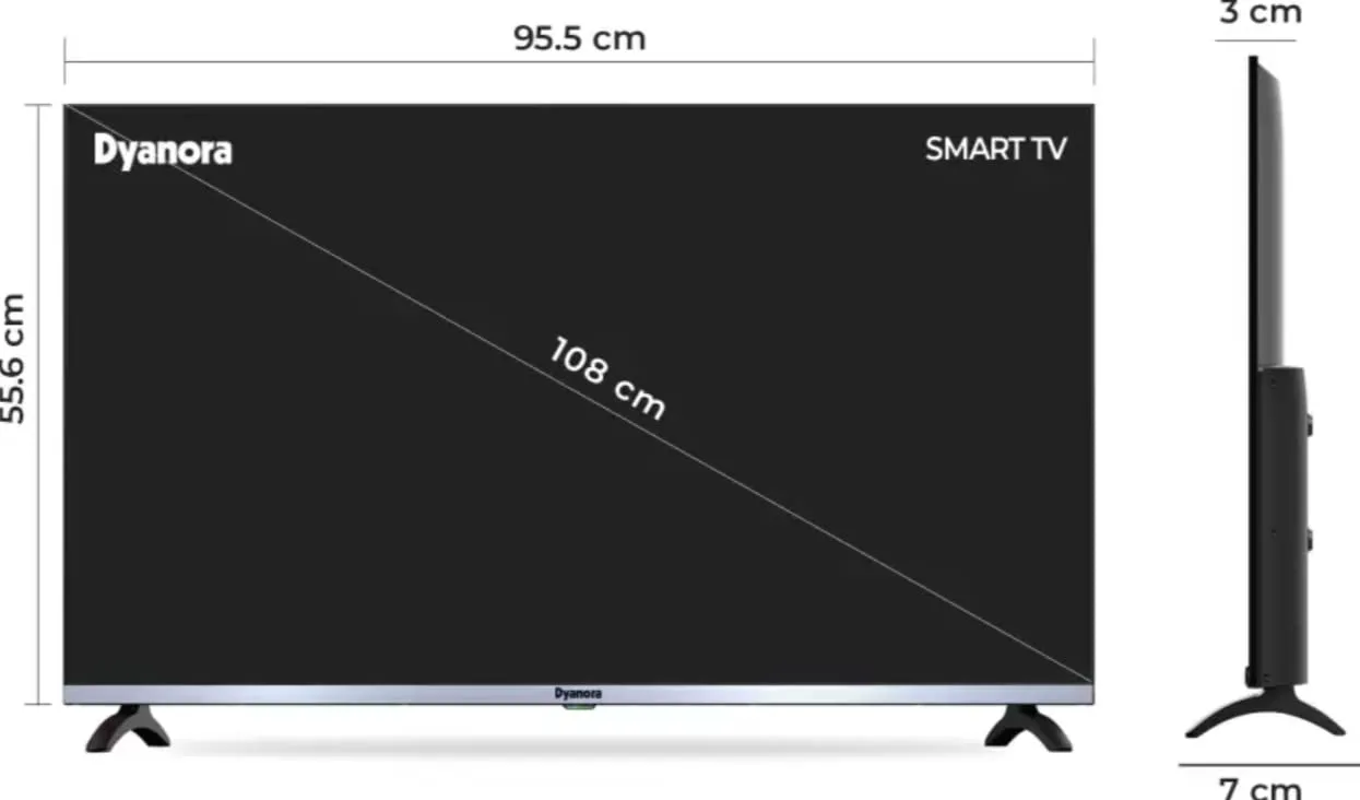 Dyanora 109 cm (43 inch) Full HD LED Smart Android TV with Noise Reduction, Android 9.0, Voice Assistant, Powerful Audio Box Speakers (DY-LD43F2S)