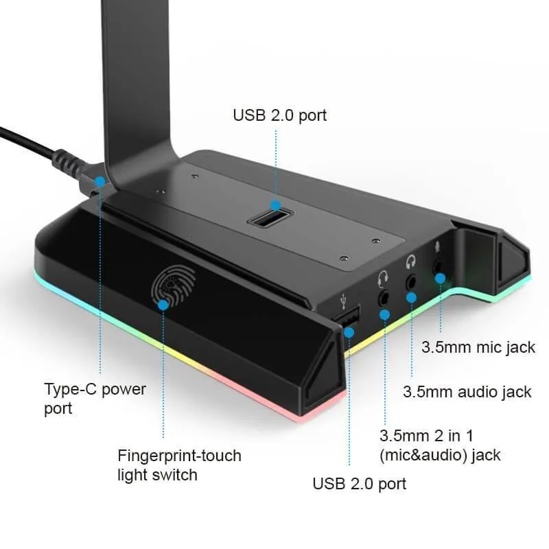 EKSA® W1 7.1 Virtual Surround Sound RGB Headset Stand
