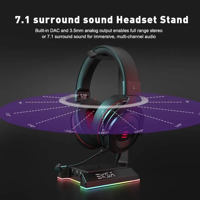 EKSA® W1 7.1 Virtual Surround Sound RGB Headset Stand