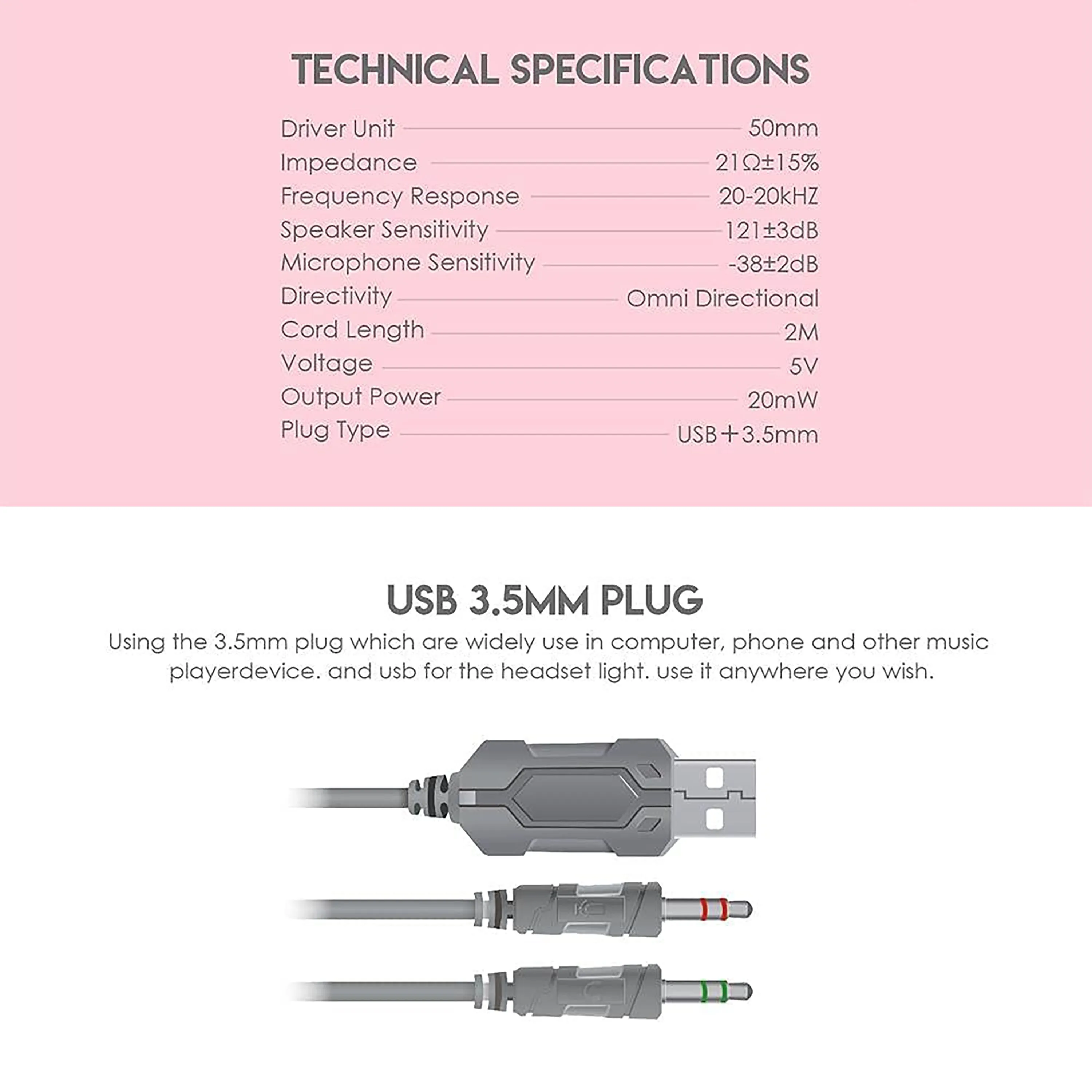 FANTECH HG20 CHIEF II WIRED GAMING HEADPHONE SAKURA EDITION