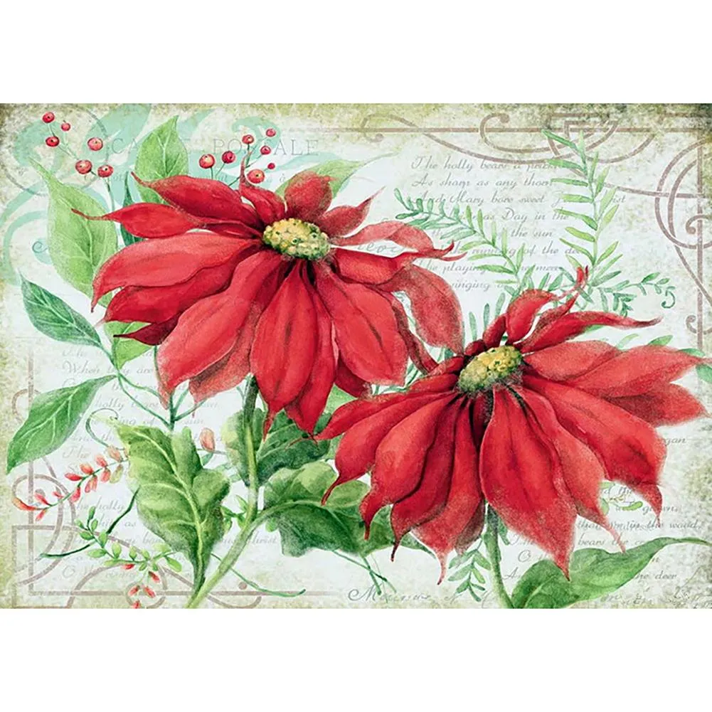 Flower  - Full Round Diamond - 40x30CM