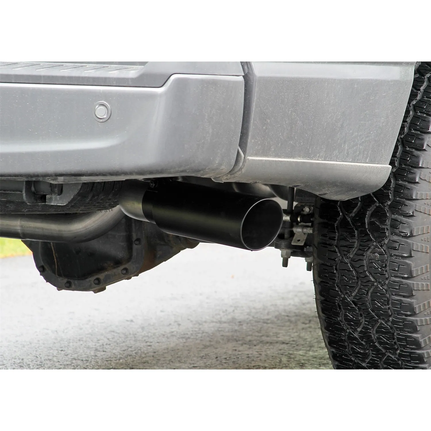 Flowmaster Outlaw Cat-Back Exhaust System - 3 in Diameter - Dual Side Exit - 4 in Black Tips - Stainless - Ford Fullsize Truck 2021