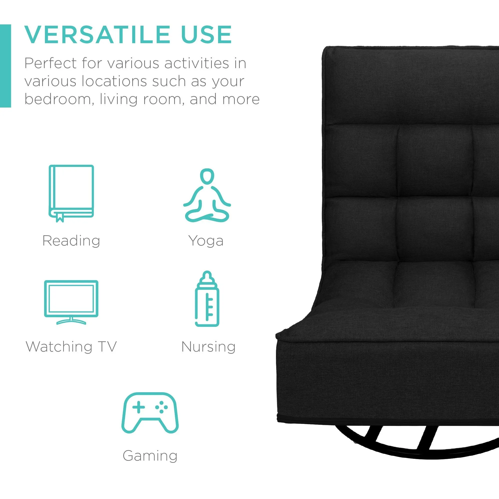 Folding Floor Gaming Chair w/ 360-Degree Swivel, 4 Adjustable Positions