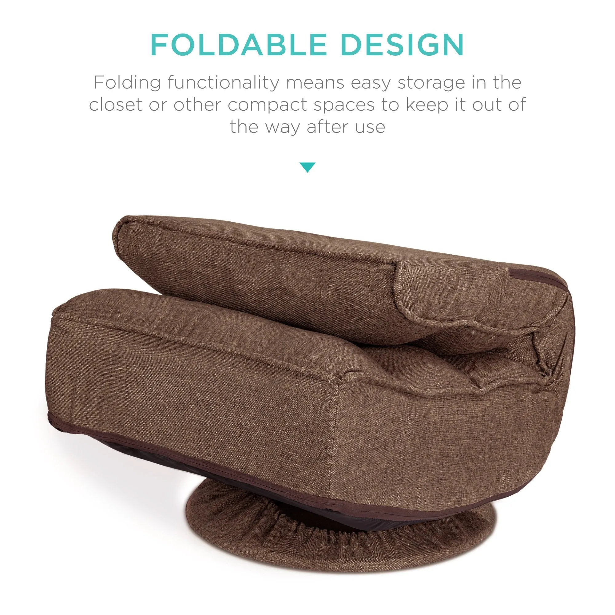 Folding Floor Gaming Chair w/ 360-Degree Swivel, 4 Adjustable Positions
