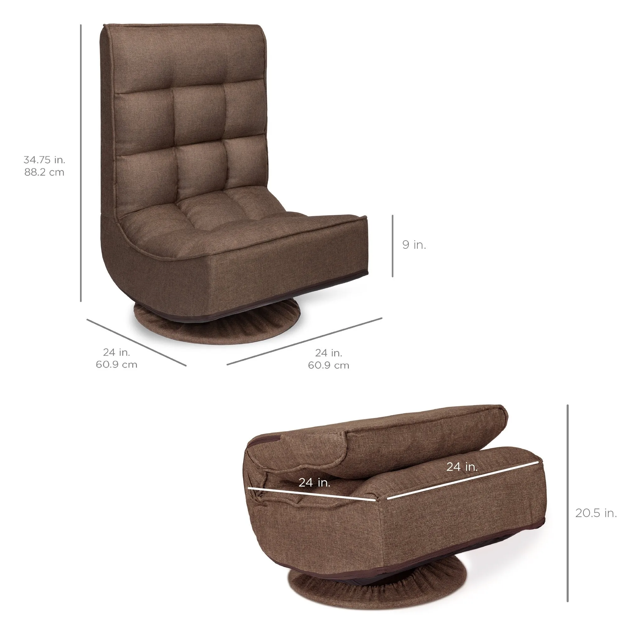 Folding Floor Gaming Chair w/ 360-Degree Swivel, 4 Adjustable Positions