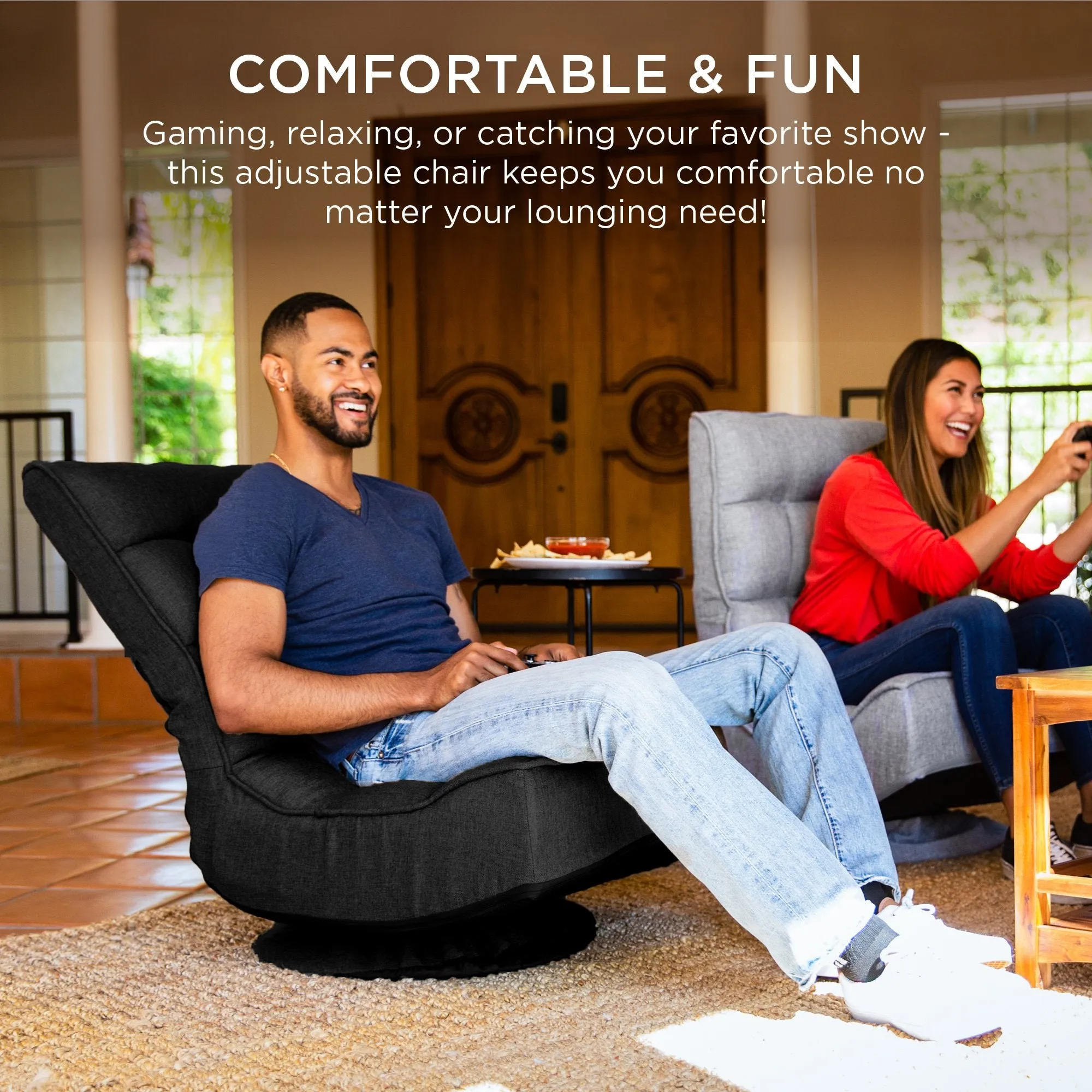 Folding Floor Gaming Chair w/ 360-Degree Swivel, 4 Adjustable Positions