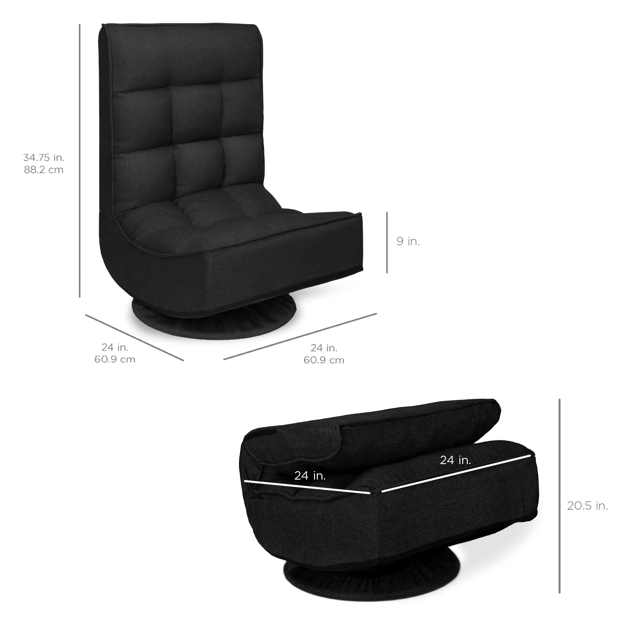Folding Floor Gaming Chair w/ 360-Degree Swivel, 4 Adjustable Positions