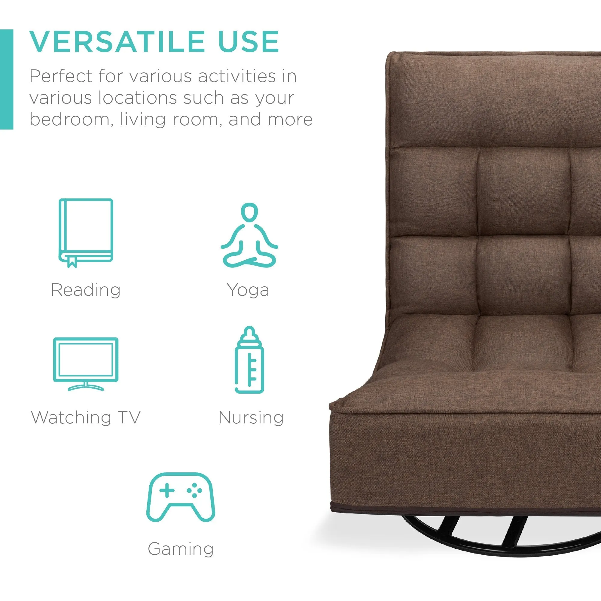 Folding Floor Gaming Chair w/ 360-Degree Swivel, 4 Adjustable Positions