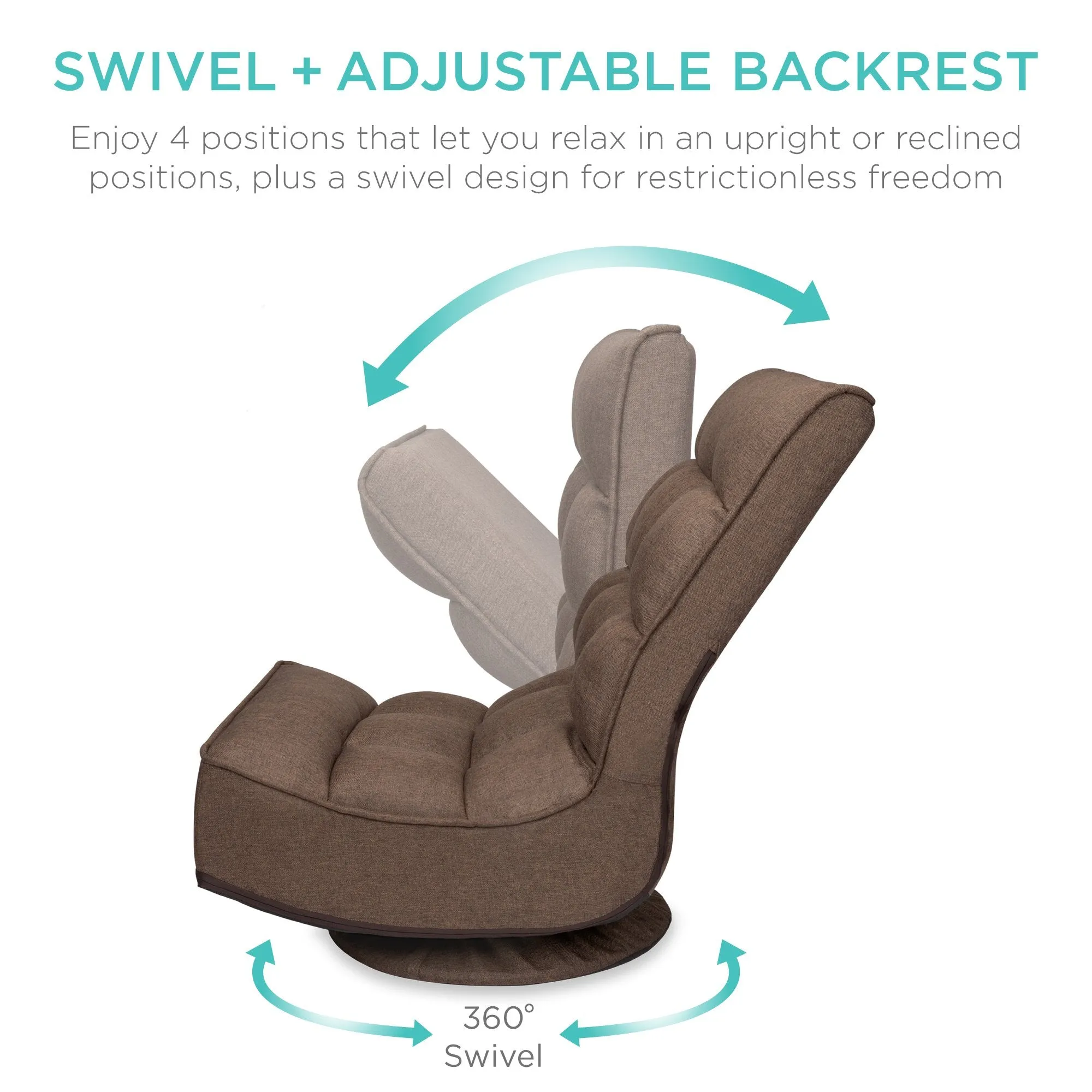 Folding Floor Gaming Chair w/ 360-Degree Swivel, 4 Adjustable Positions