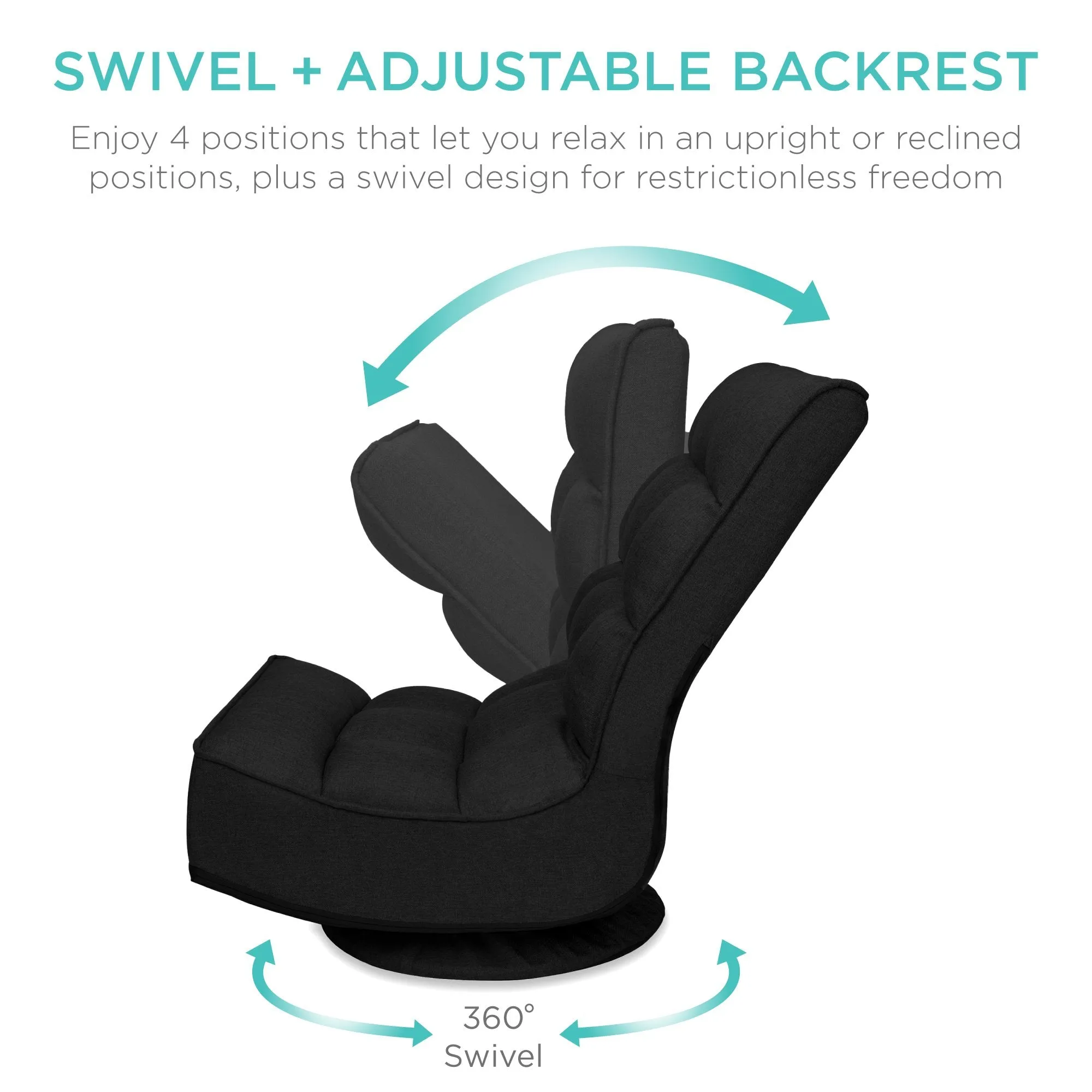Folding Floor Gaming Chair w/ 360-Degree Swivel, 4 Adjustable Positions