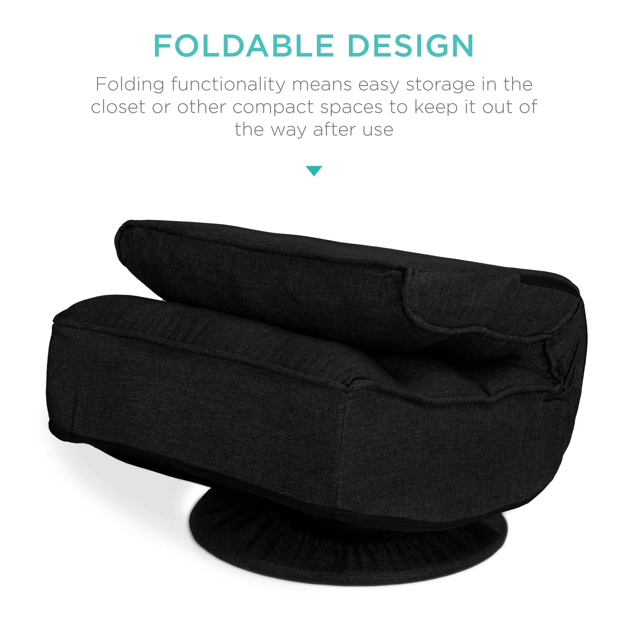 Folding Floor Gaming Chair w/ 360-Degree Swivel, 4 Adjustable Positions