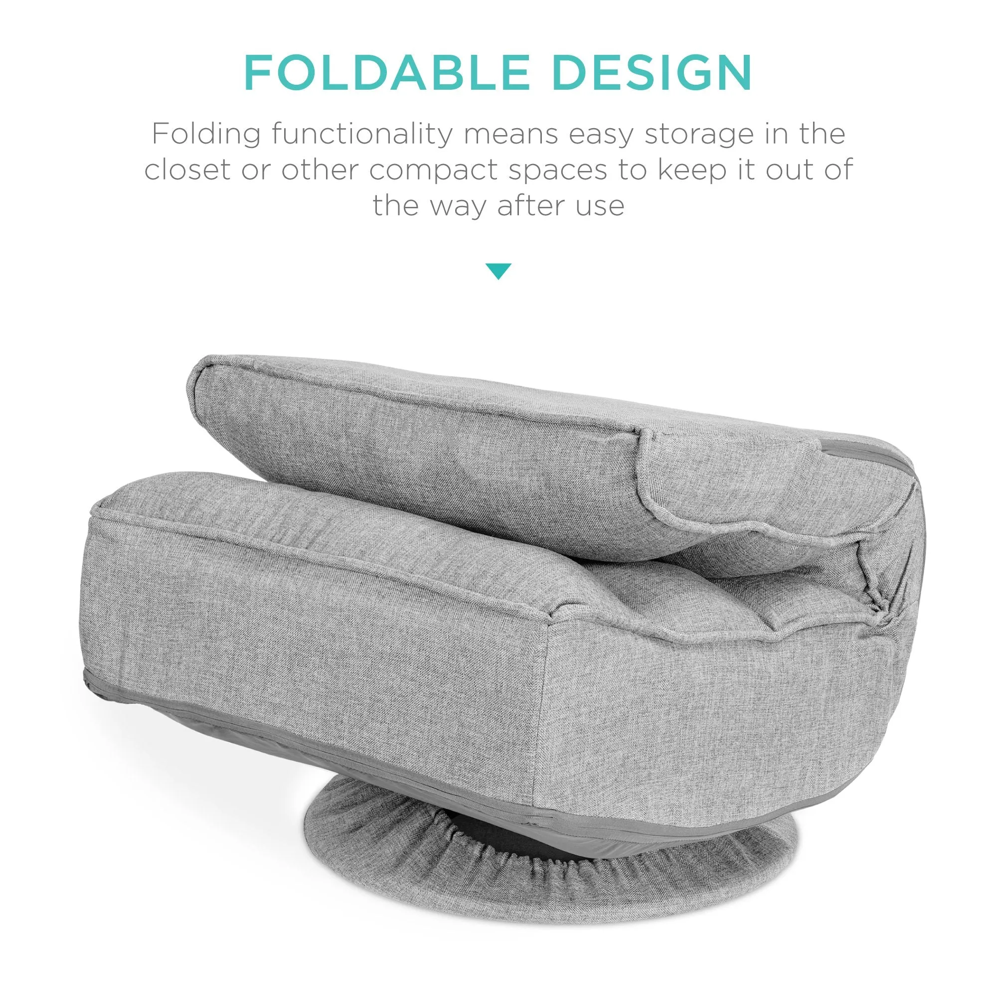 Folding Floor Gaming Chair w/ 360-Degree Swivel, 4 Adjustable Positions