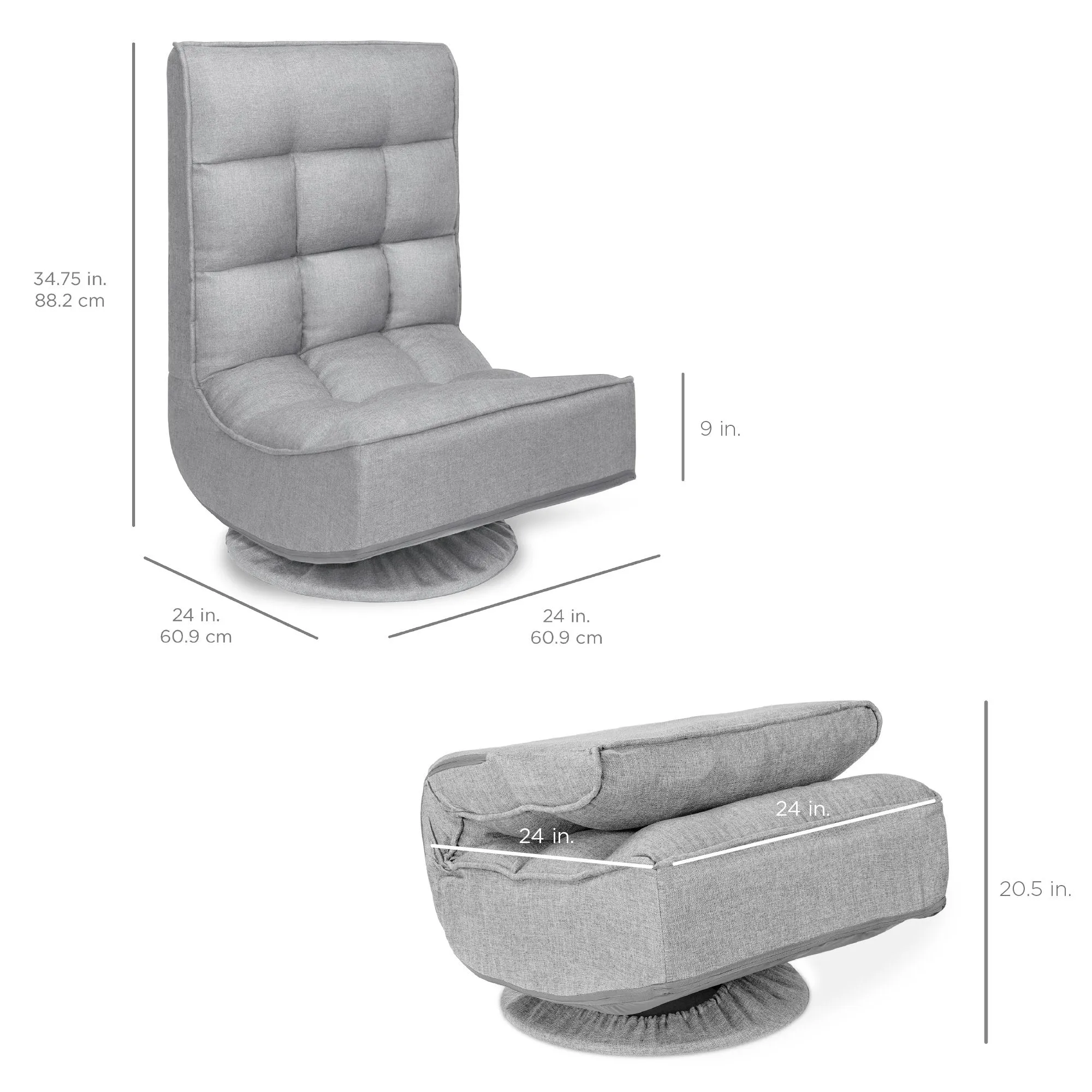 Folding Floor Gaming Chair w/ 360-Degree Swivel, 4 Adjustable Positions