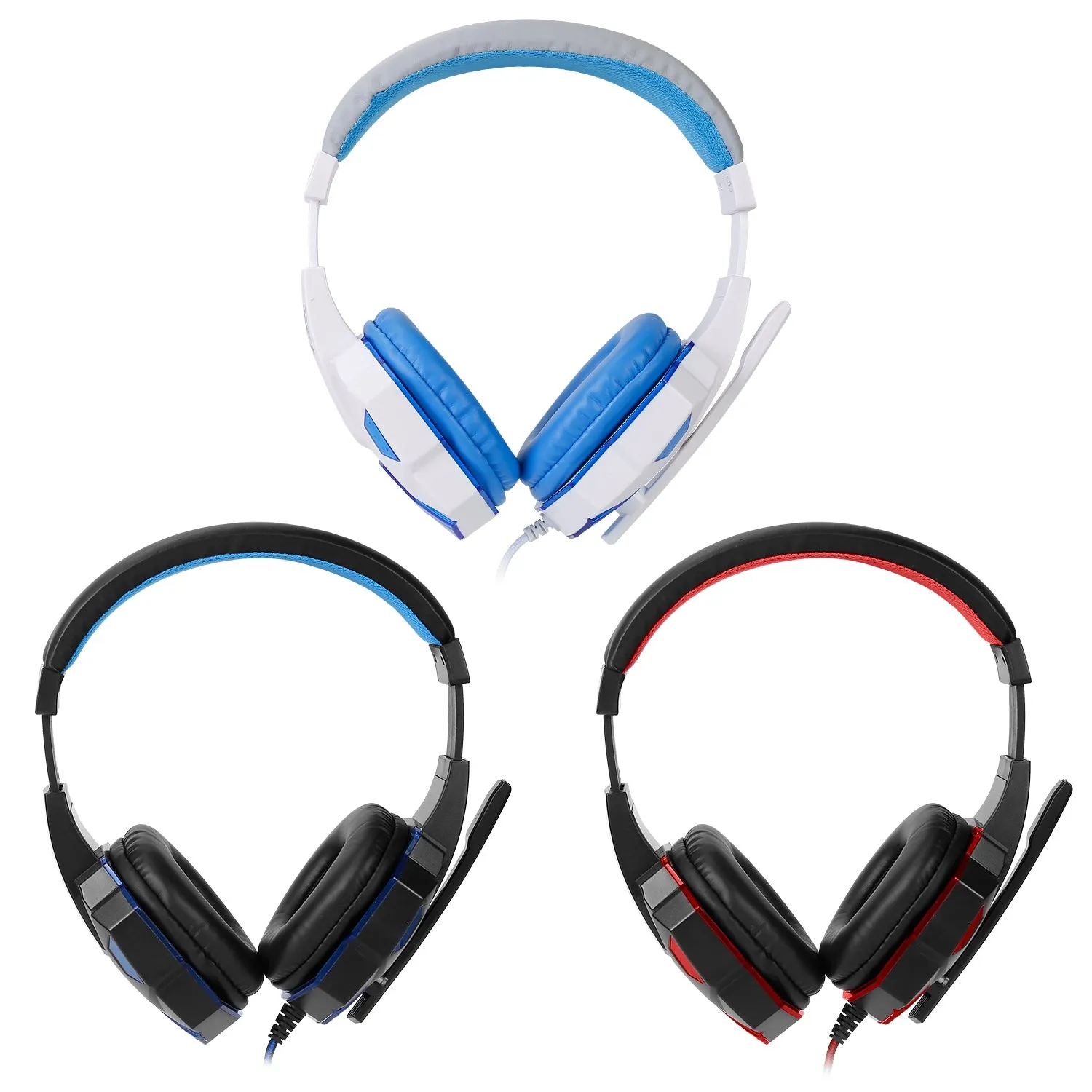 Gaming Headsets Stereo Bass Over Ear Headphones with LED Light Earmuff