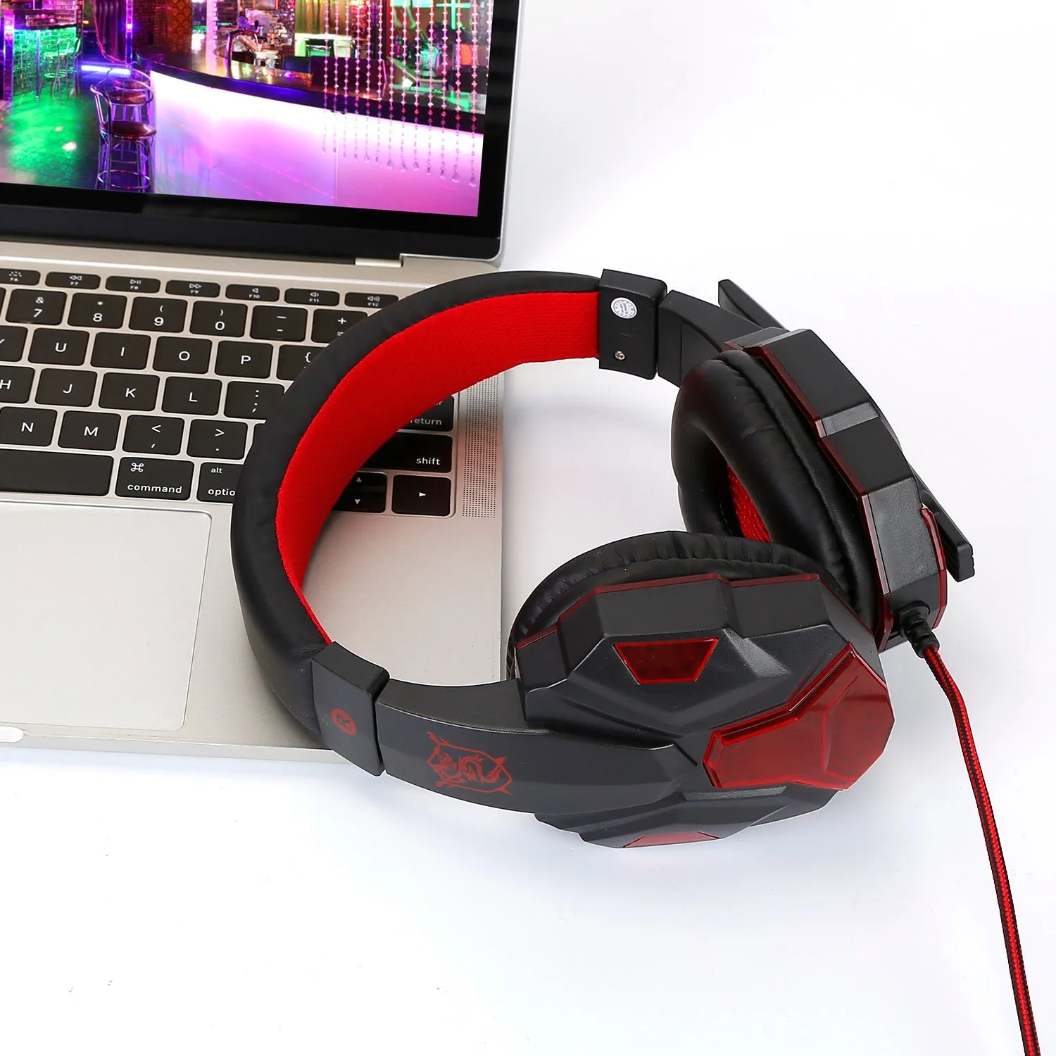 Gaming Headsets Stereo Bass Over Ear Headphones with LED Light Earmuff