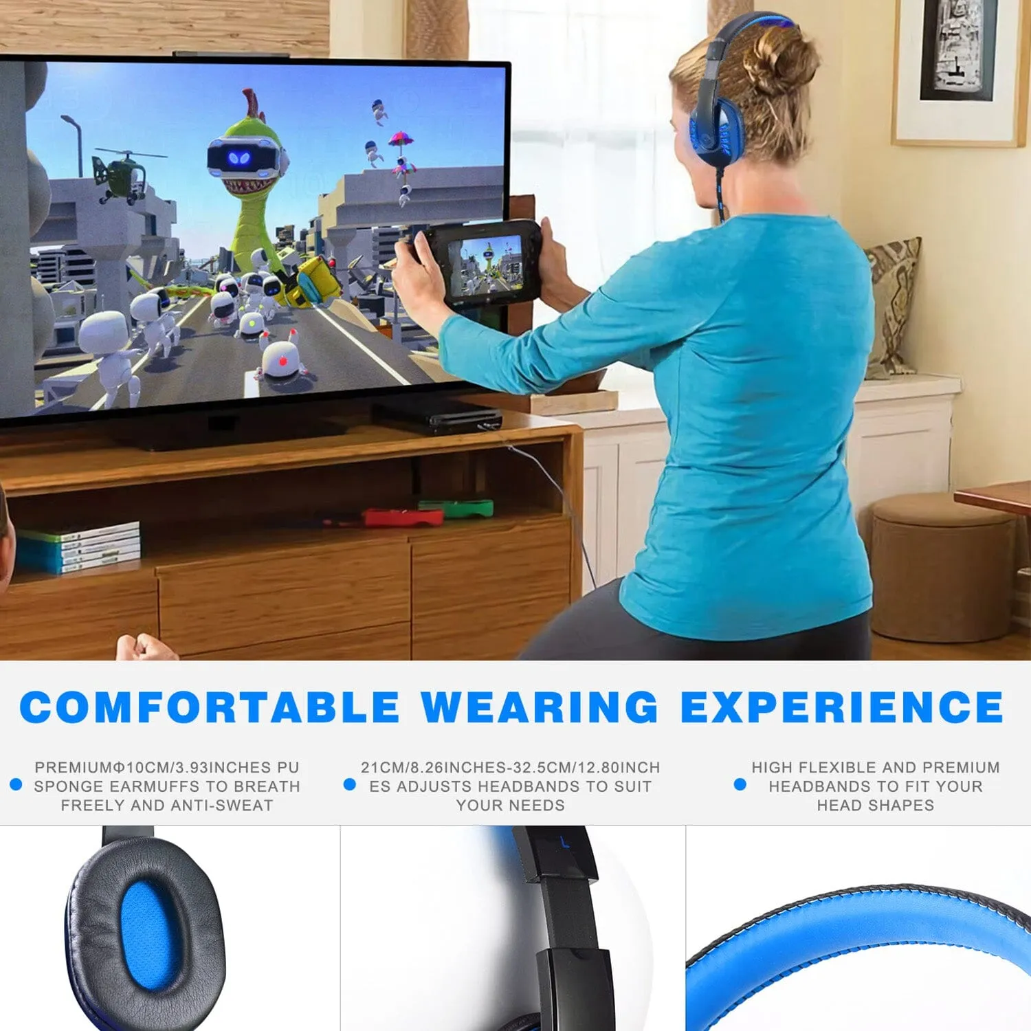 Gaming Headsets Stereo Noise Isolation Over Ear Headphone with LED Light