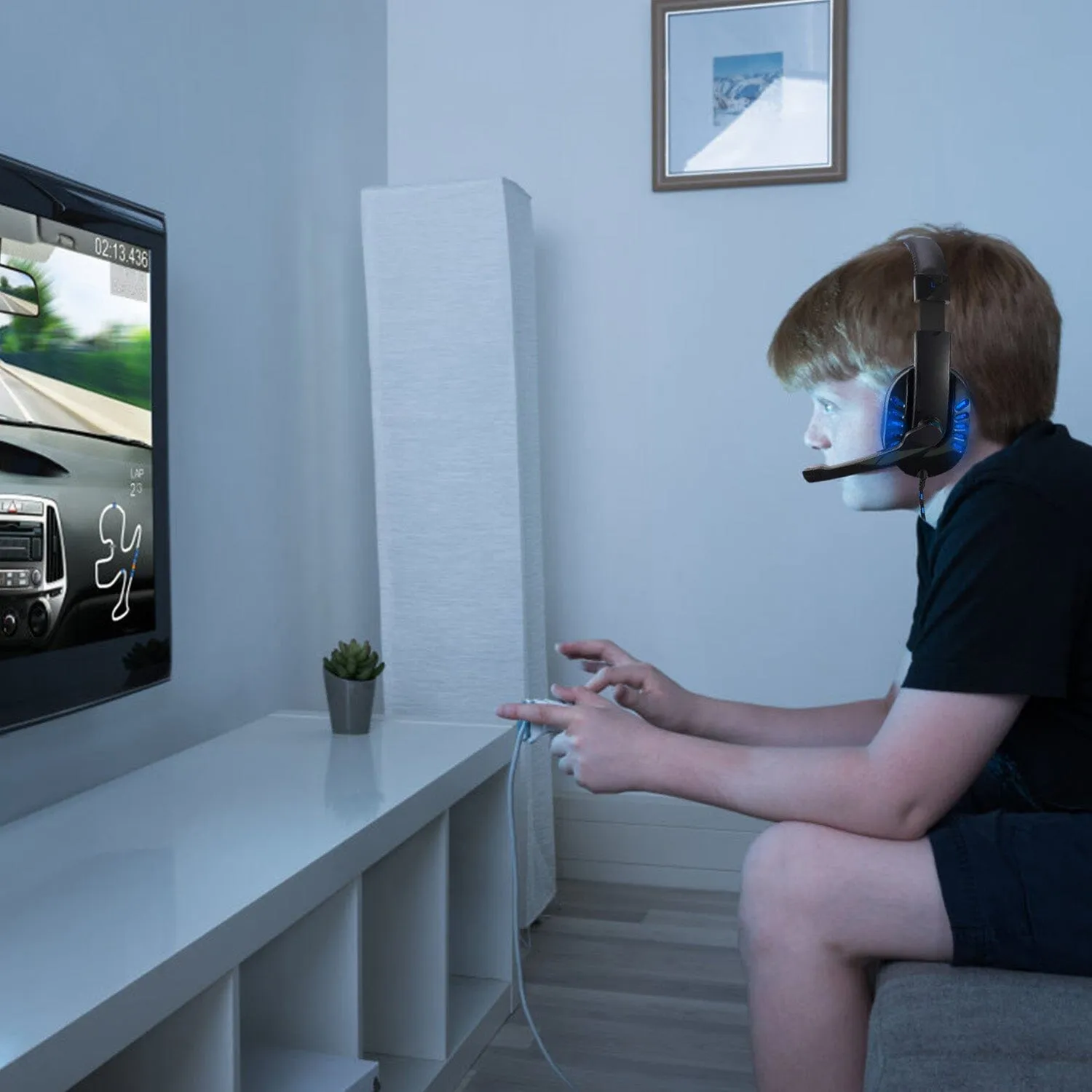 Gaming Headsets Stereo Noise Isolation Over Ear Headphone with LED Light