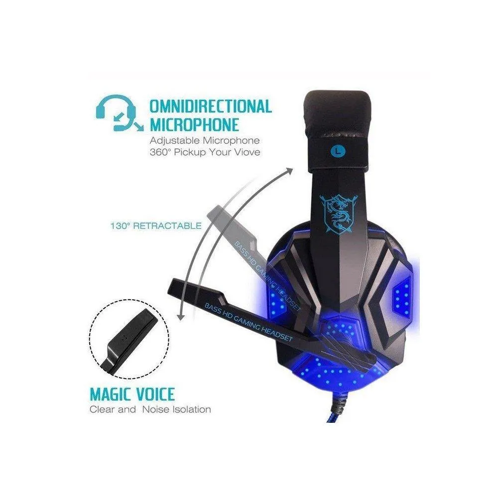 Gaming Light Mic Stereo Headphones Earphones Headsets 2.2M