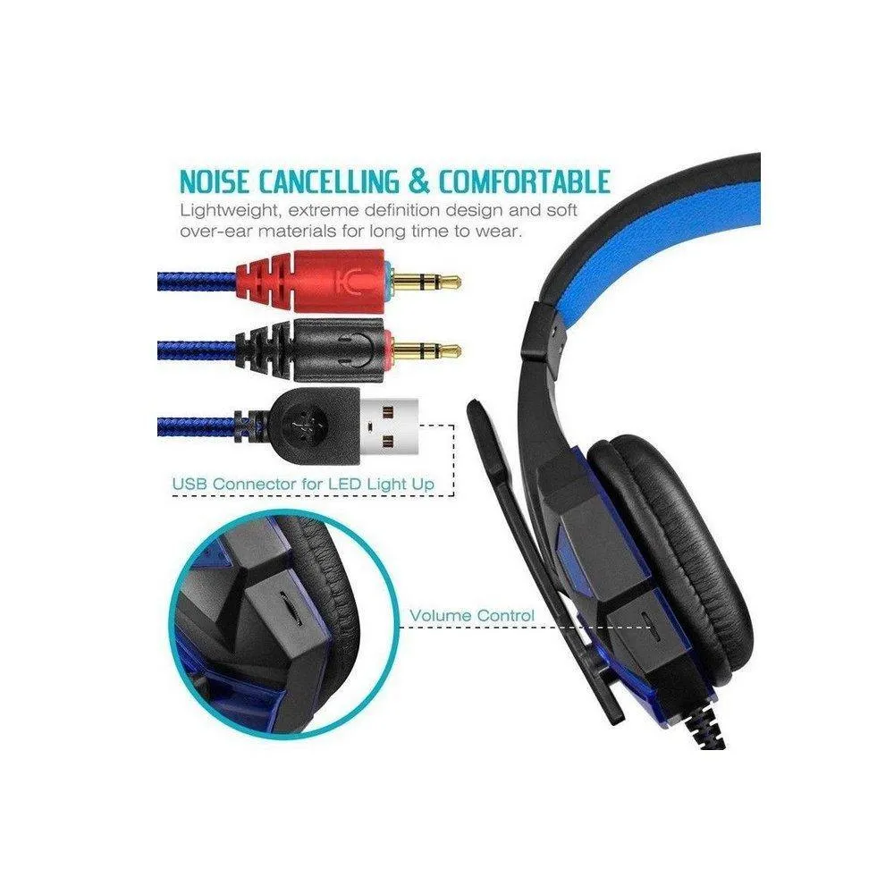 Gaming Light Mic Stereo Headphones Earphones Headsets 2.2M
